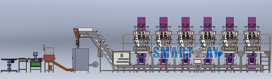 Automatic snack mixing vffs packing system with 24 head mixture combination weigher 5