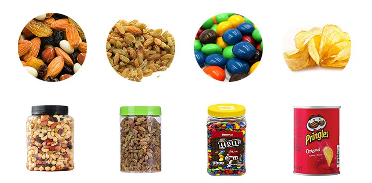 Awtomatikong Kombinasyon nga Weigher Filling System Solid Granule Packaging Machine nga adunay Jar Cans Sealing Capping Machine 7