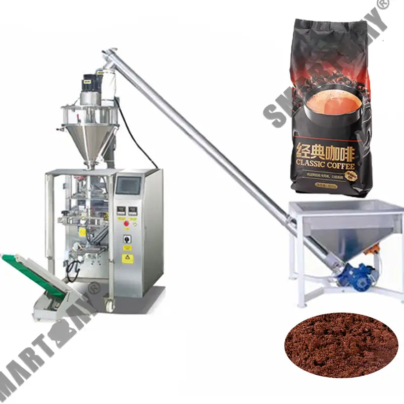 Машина за вертикално паковање кафе у праху високе ефикасности са мерењем, машина за паковање матче са вијчаним транспортером 1