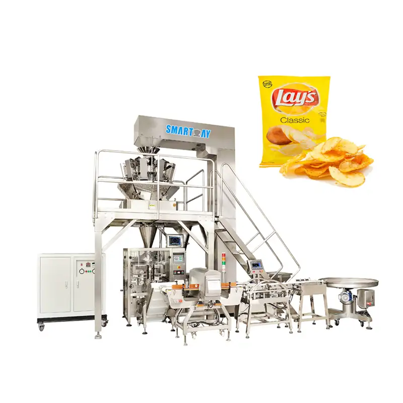 High speed weighing sealing filling VFFS multihead weigher almond packing machine dried fruit packaging machine for chip 1