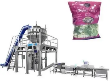 Cov Tshuab Ntim Zaub Nplooj Nrog Multihead Weigher Rau Zaub Xam Lav 1