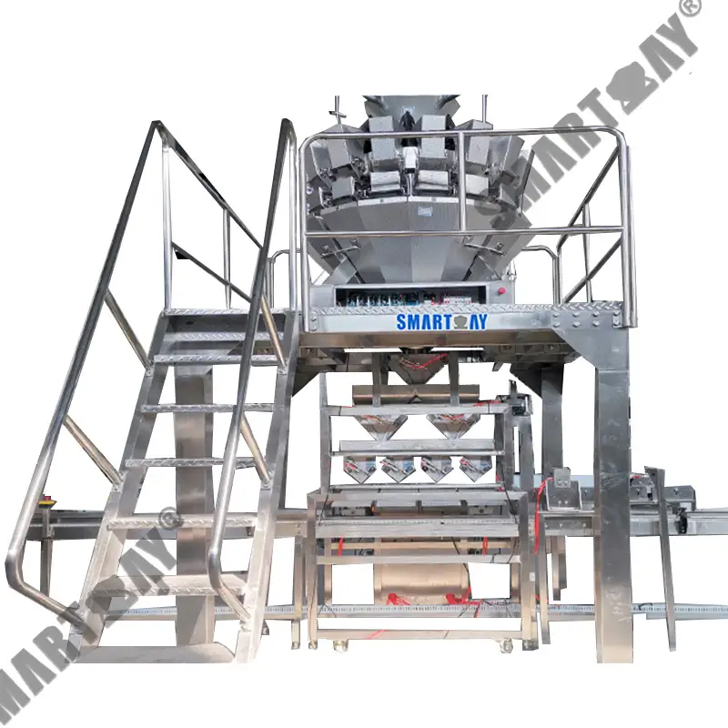 24 head multihead weigher filling clamshell packaging machine line with tray denester 1