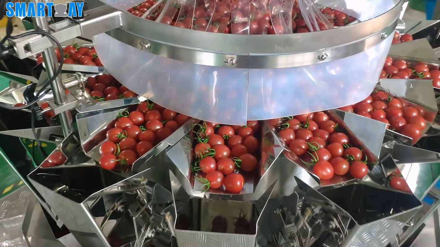 Parduodamas kokybiškas šviežių daržovių, vaisių ir vyšninių pomidorų pakavimo aparatas | „Smart Weight“ 11