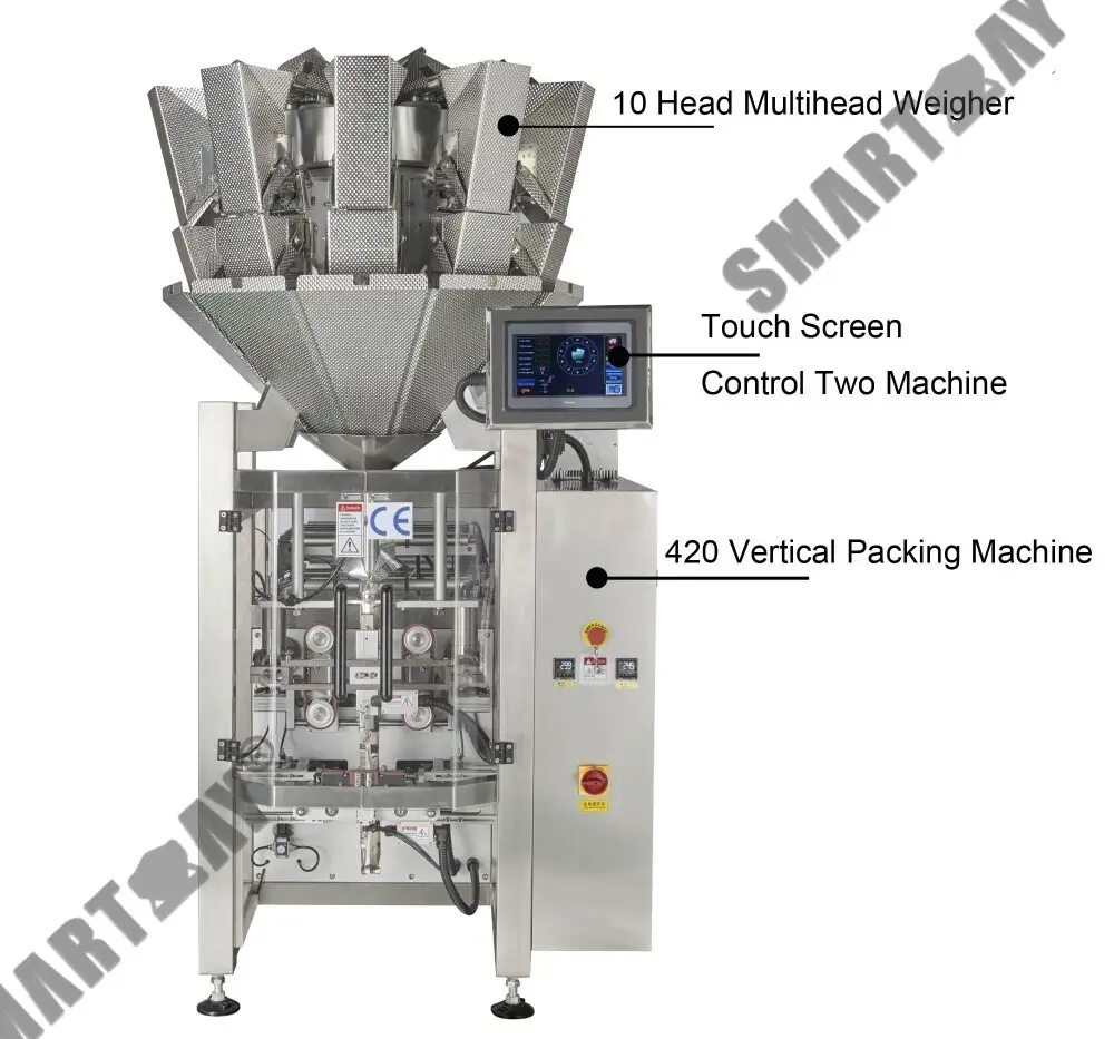 SW-M10P420 אויטאָמאַטישע קאָמבינירטע וואָג און פּאַקינג מאַשין פֿאַר פֿאַרבייַסן עסן/ניסלעך/טרוקענע פרוכט/קליינע גראַניאַלז 1