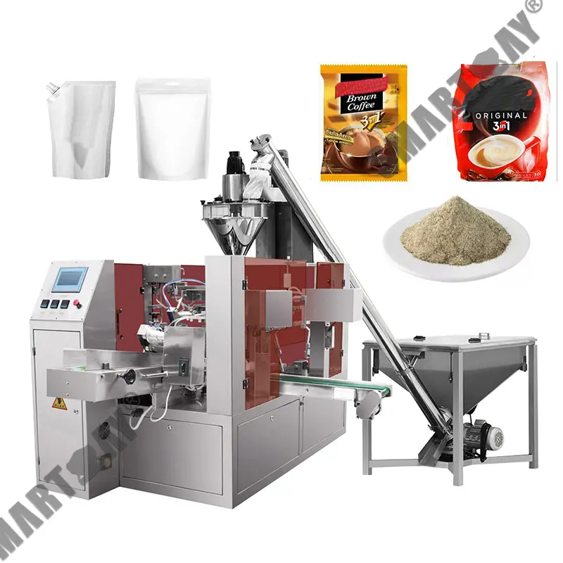 Аутоматска машина за паковање кеса са ротационим аугаром и скробним брашном са осам позиција и затварачем 1