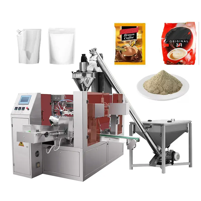 Awtomatikong Walo ka posisyon nga Rotary Augar Starch Flour Zipper Bag Packaging Machine 1