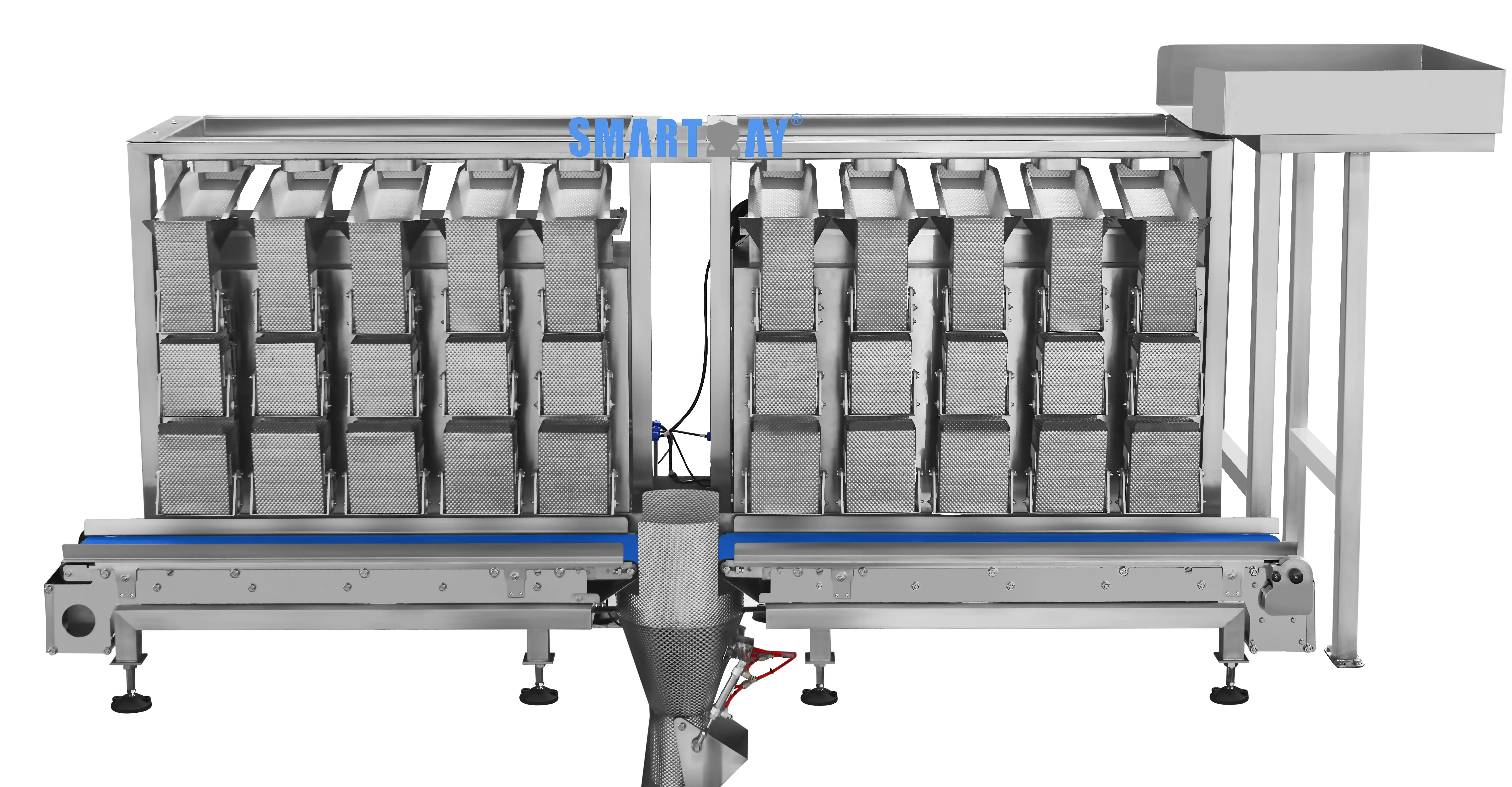 Timbangan kombinasi linier 3 lapis 10 sirah sangu goreng acar daging seger nganggo pengumpan sekrup pikeun kadaharan lengket anu berminyak 1