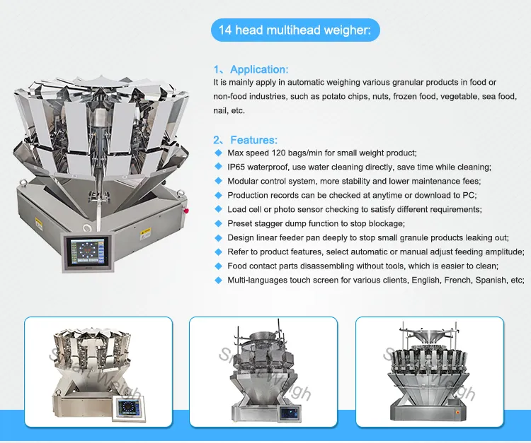 High accuracy filling beef jerky rotary packaging machine dry meat pieces packing machine with multi head weigher 8