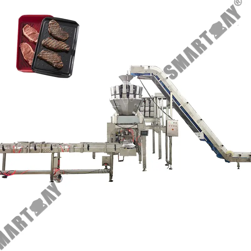 Тамак-аш үчүн автоматтык түрдө бышырылган этти термоформалоочу вакуумдук таңгактоочу машина 1