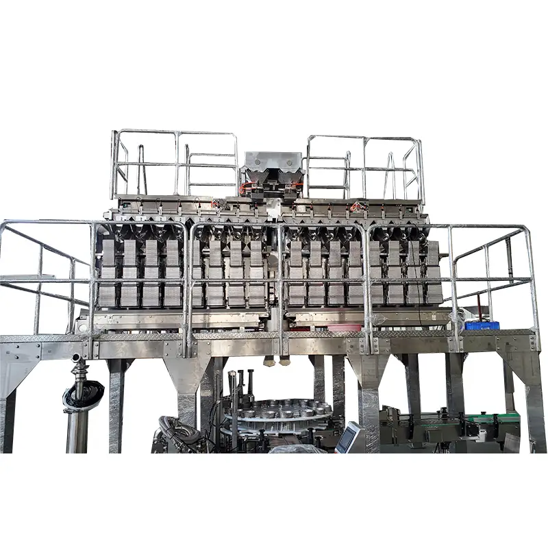 3 layer 16 head linear combination screw weigher kimchi bottle packaging line 1