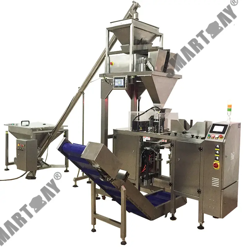 2 head linear weigher white granulated sugar mini doypack single station premade pouch packing machine 1
