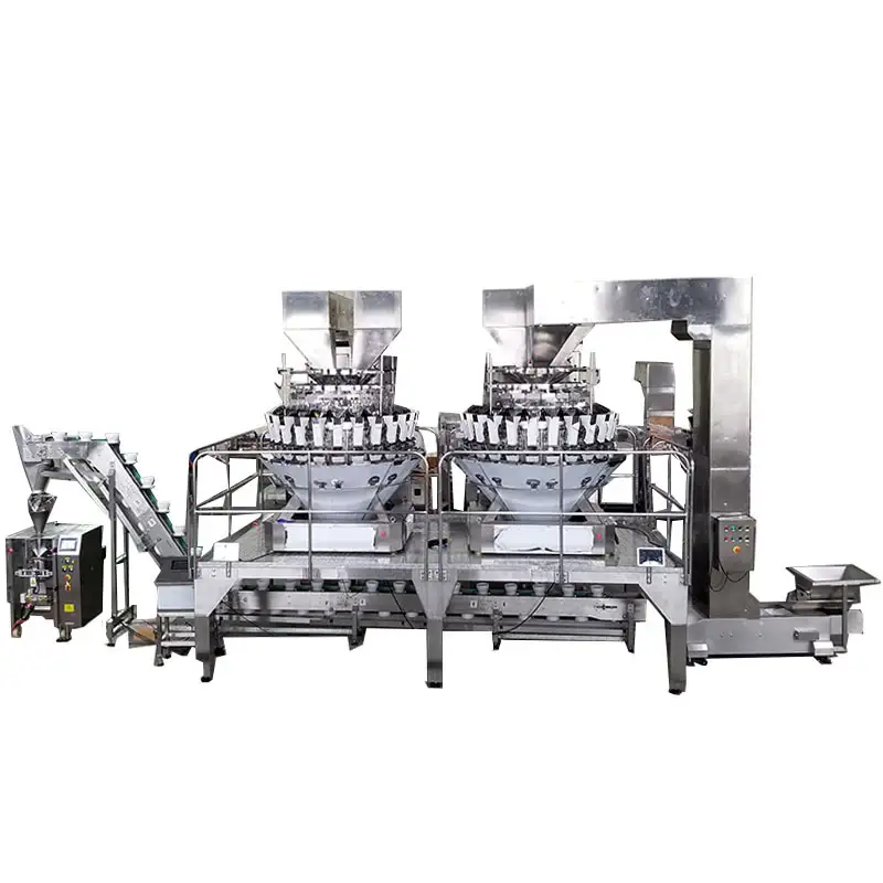 Mesin penimbang lan pengemasan granul otomatis angkat sekunder kanggo bengkel dhuwur endhek 1