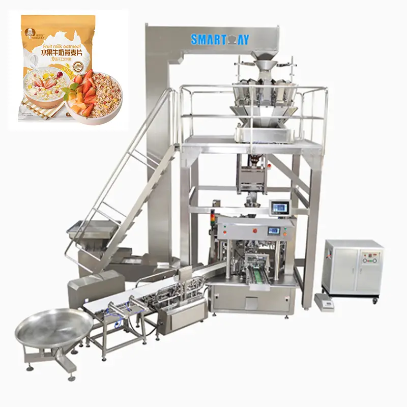 Automatinis mišinio vaisių avižinių dribsnių pakavimo aparatas, skirtas paruoštiems maišeliams su kvietiniais džiovintais braškių pakavimo aparatais su MHW 1