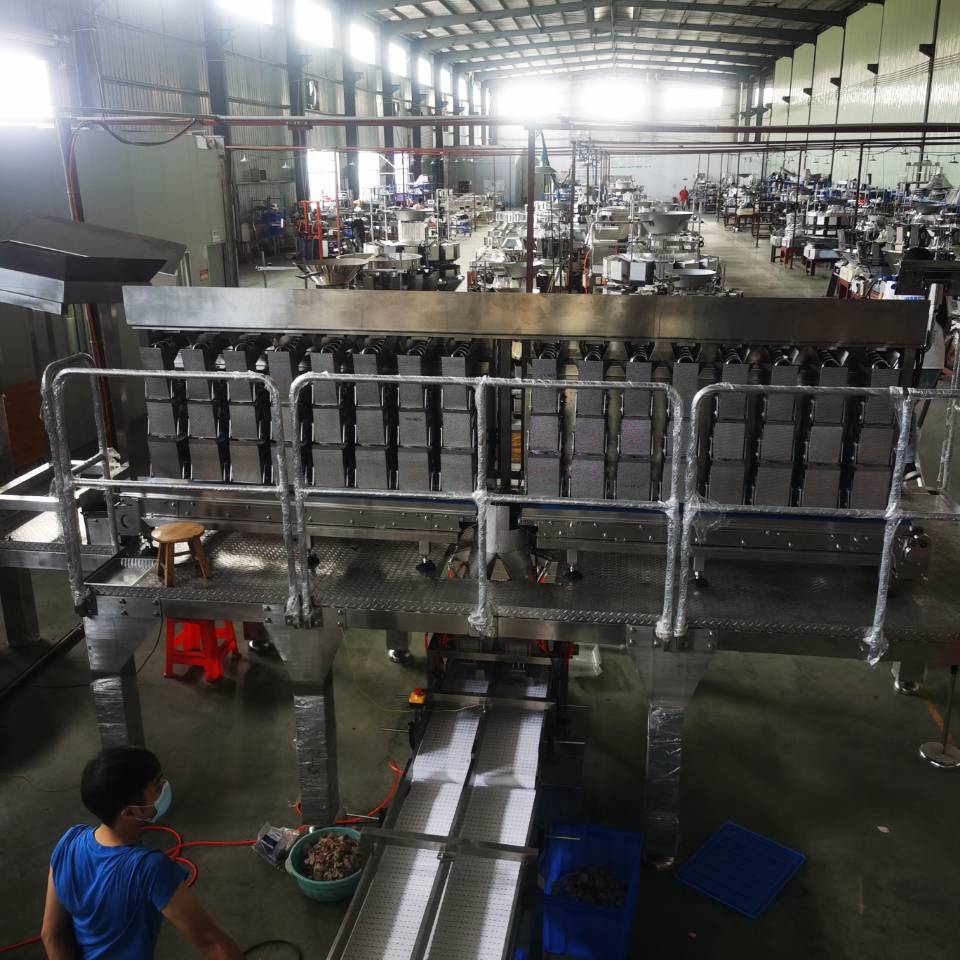 3 Layer 24 Head Linear Combination Weigher Tray Sealer Packaging System With Color Touch Screen For Pork Meat 7