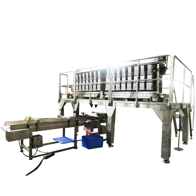 3 Layer 24 Head Linear Combination Weigher Tray Sealer Packaging System With Color Touch Screen For Pork Meat 1