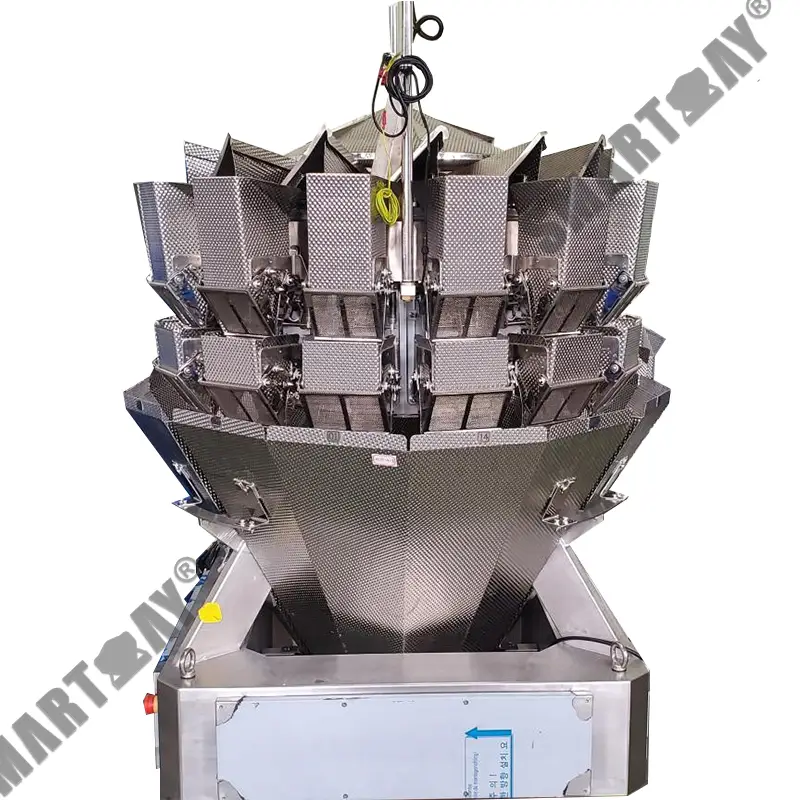 Mesin timbangan mi multihead anti lengket otomatis 14 sirah presisi tinggi 1