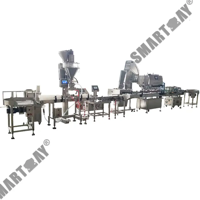 Bottle conveying filling capping sealing packaging machine with auger filler for protein powder 1