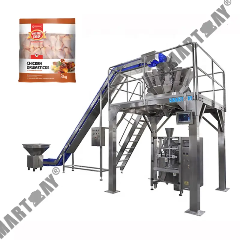 Pris Ffatri pwyso selio llenwi peiriant pacio porc wedi'i rewi fertigol peiriant pecynnu coesau cyw iâr ar gyfer peli cig 1