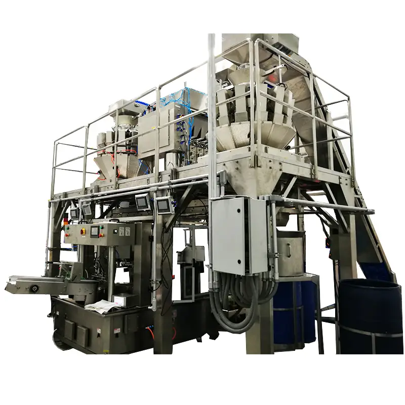 Màquina d'envasat de bosses prefabricades amb pesadora multicapçal amb bomba de líquid per barrejar salses de carn i verdures 1
