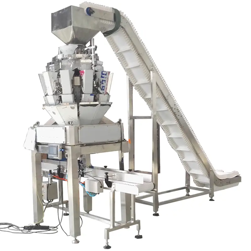 Mesin Ngeusian Toples Nutup Packing Line Kalayan Timbangan Multihead Pikeun Buah Kaléng dina Botol Jajanan 1