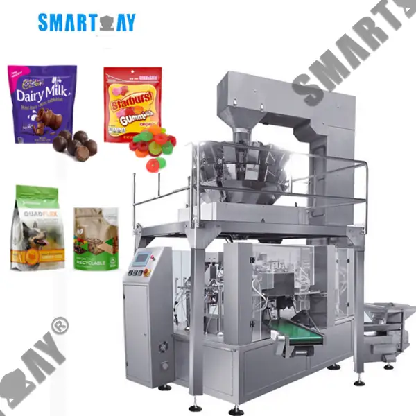 Шматфункцыянальная машына для ўпакоўкі цукерак і закусак для гатовых пакетаў з цукрам са стандартным шматгалоўным узважвальнікам 1