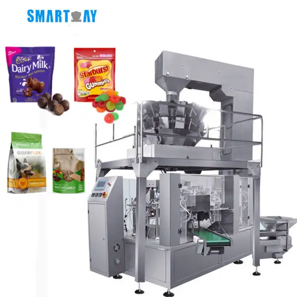 Шматфункцыянальная машына для ўпакоўкі цукерак і закусак для гатовых пакетаў з цукрам са стандартным шматгалоўным узважвальнікам 1