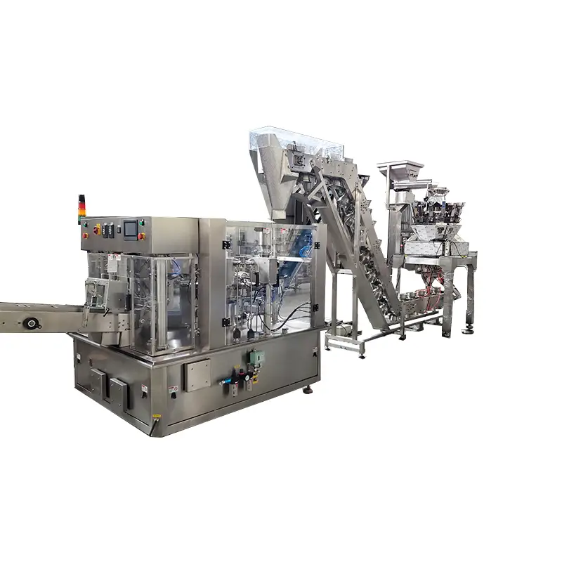 Aŭtomata sekundara levado prefabrikita saketo granula pakmaŝino sigelmaŝino manĝaĵa pleniga linio 1