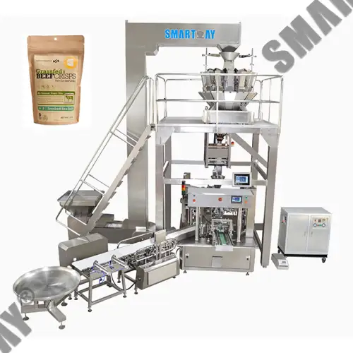 Beef Jerky Packing Machine Automatyske Rotary Packing Machine mei PLC Touch Screen te keap 1