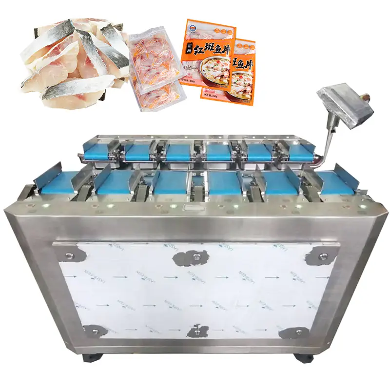 用於冷凍魚類海鮮的12頭線性組合式稱重機 1