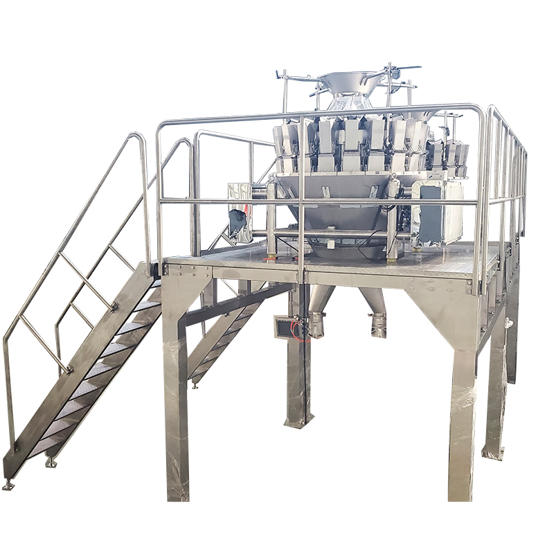 mesin timbangan sareng bungkus jajanan kacang coklat semi otomatis anu nyegel kantong dina kantong 4