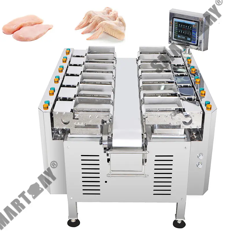 Umatshini wokulinganisa i-meat eluhlaza e-semi-automatic linear weigher weigher weigher weigher weigher breast belt multihead weigher yokutya okutsha 1