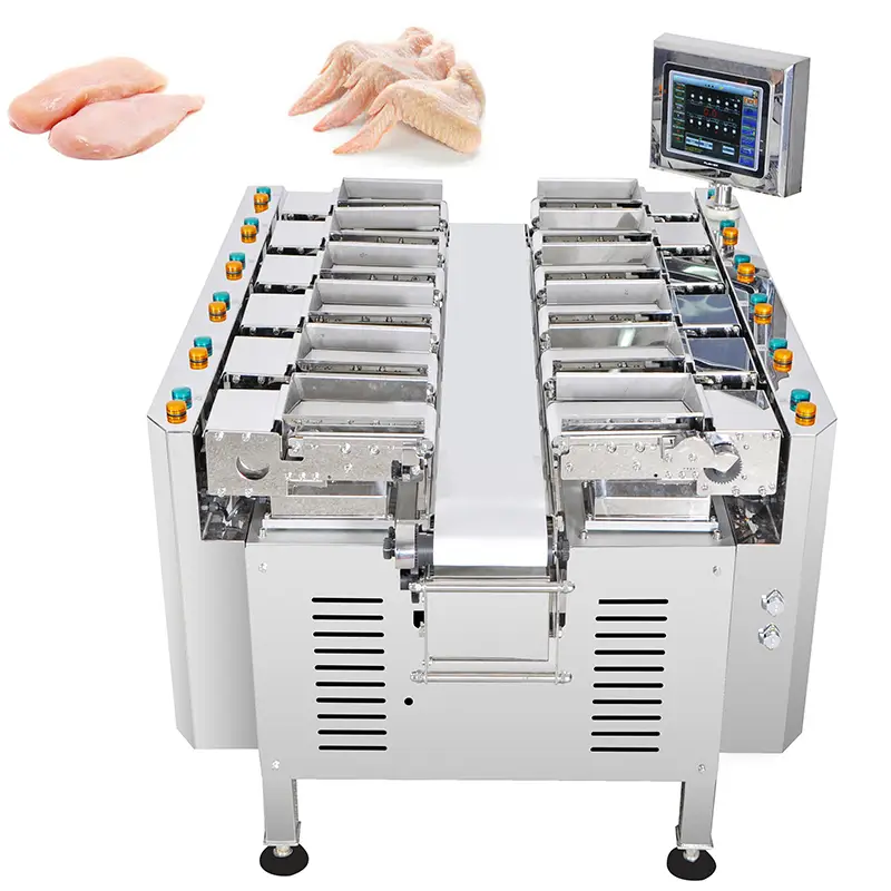 Timbangan kombinasi linier daging atah semi-otomatis mesin timbang multihead sabuk dada hayam beku pikeun dahareun seger 1