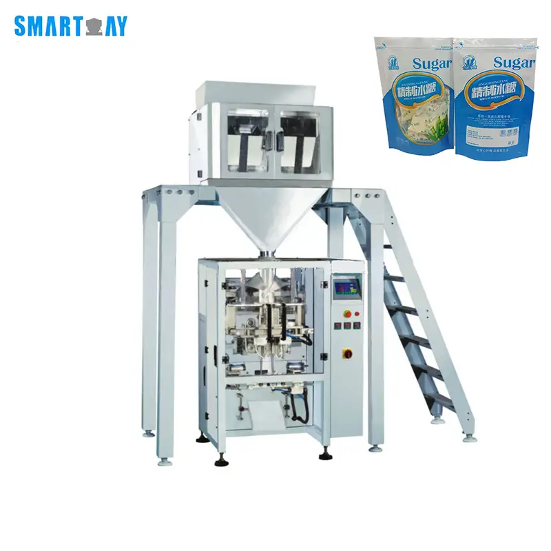 เครื่องชั่งน้ำหนักแบบหลายหัวเชิงเส้นความเร็วสูง เครื่องบรรจุเม็ดน้ำตาลทราย เครื่องบรรจุ VFF สำหรับเครื่องปรุงรส 1