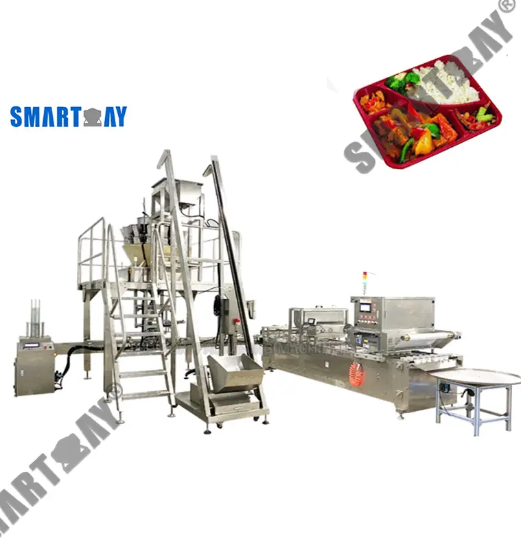 Saldētu pārtikas pusdienu paplātes iepakojuma konteinera plastmasas bļodu iepakošanas mašīna 1