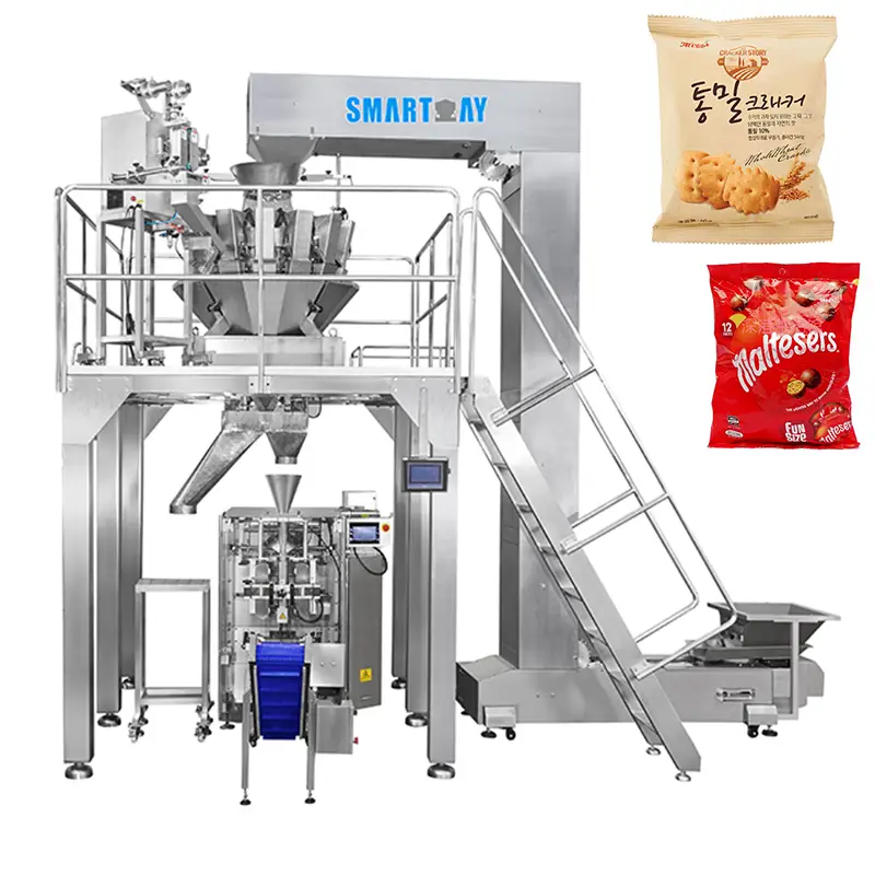 آلة تعبئة وتغليف عمودية عالية الدقة للحلوى والبسكويت والشوكولاتة، آلة تعبئة وتغليف عمودية للبسكويت والوجبات الخفيفة 1