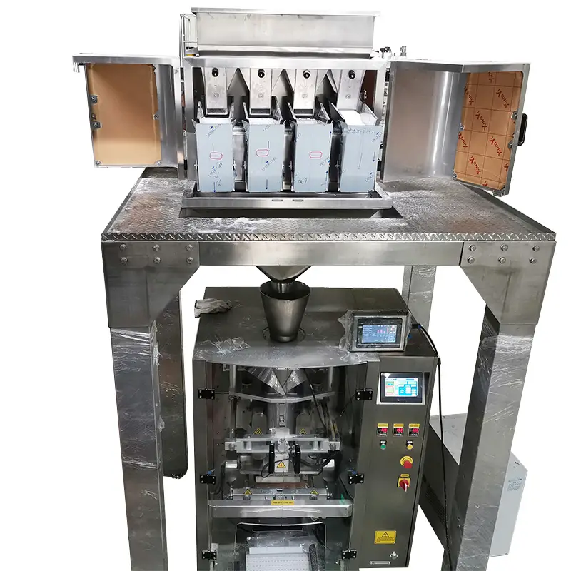 Awtomatikong makinang panggiling at pag-iimpake ng masala besan spices na may 4 na ulo na linear weigher para sa pulbos 1