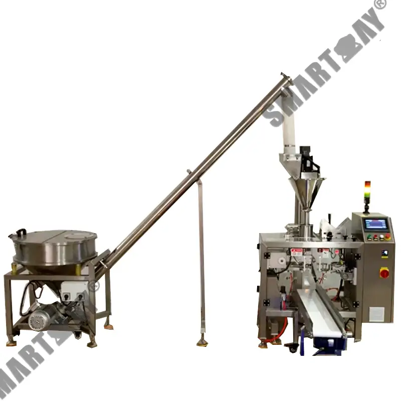 Аднапазіцыйная машына для ўпакоўкі гатовых пакетаў з напаўняльнікам шнека для парашка 1