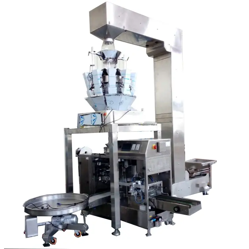 Egyállomásos mini doypack előregyártott 3 oldalas tömítésű kraft tasak snack csomagoló gép 1