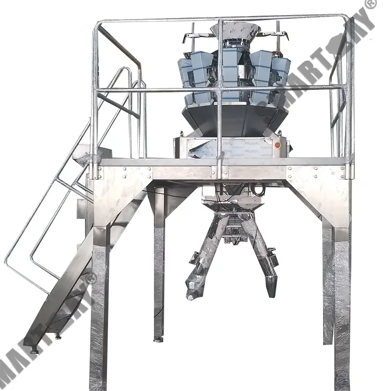 Pusiau automatinis šokolado pupelių pakavimo aparatas su dviguba išleidimo anga užkandžiams 1