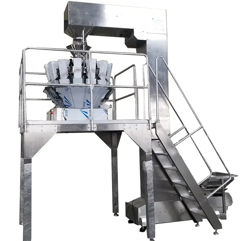 Semi auto multihead weigher granule weighing and chocolate packing machine with two outlet 1