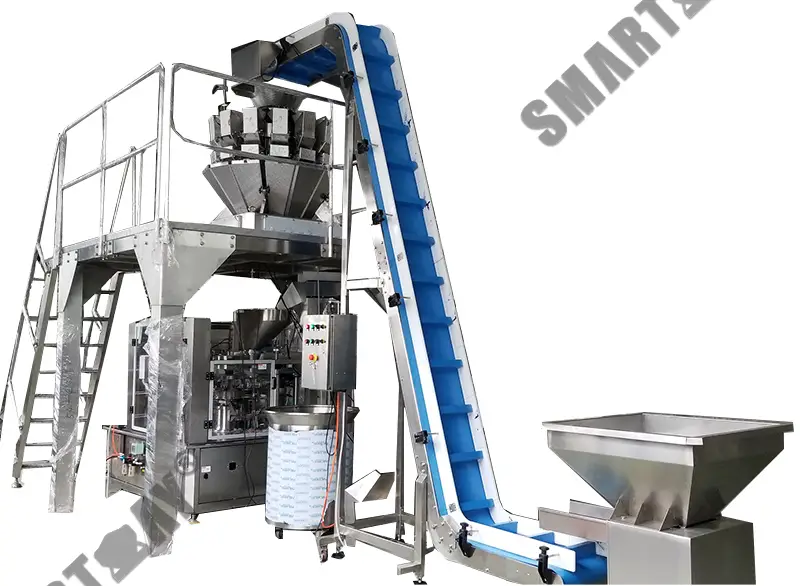 14-галовы вагавы апарат, 8-станцыйная машына для ўпакоўкі гатовых пакетаў, машына для разліву кетчупу, пасты і варэння 1