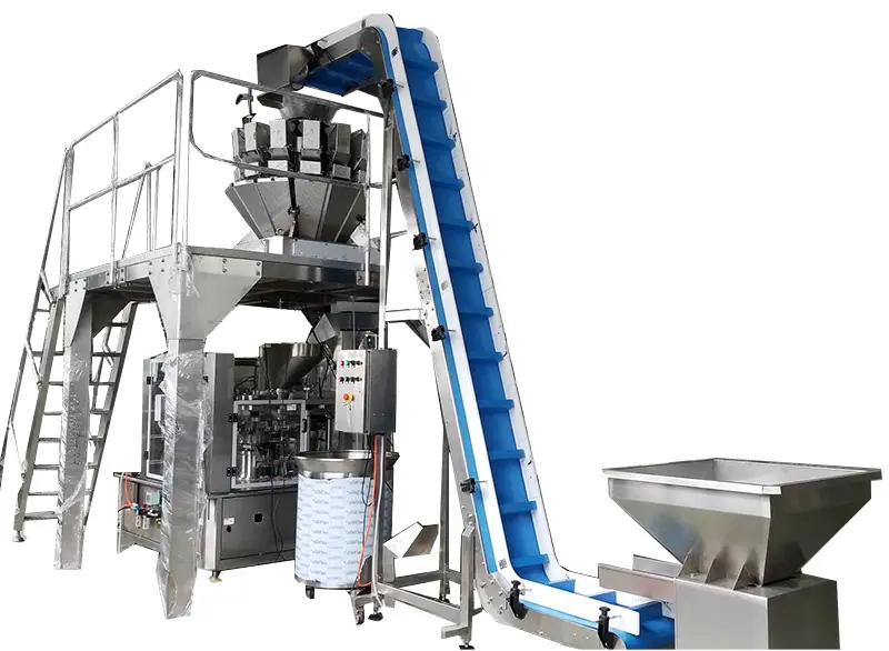 Meáitheoir 14 ceann 8 stáisiún meaisín pacáistithe mála réamhdhéanta meaisín líonta greamaigh císte 1