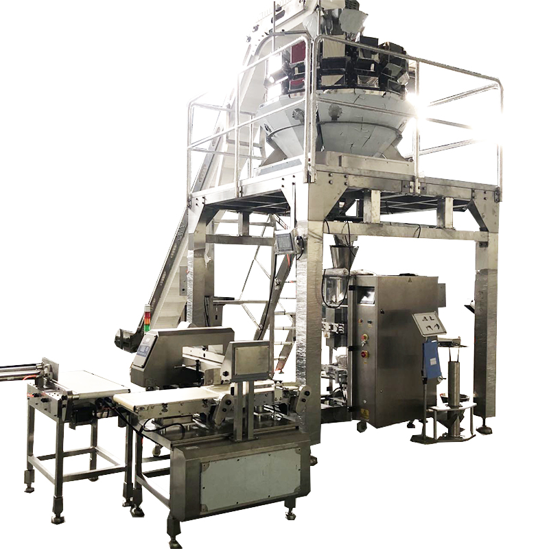 Mesin bungkus kantong leutik cakar palem bebek otomatis dina kantong ageung pikeun granul kemasan primér sareng sekundér 8