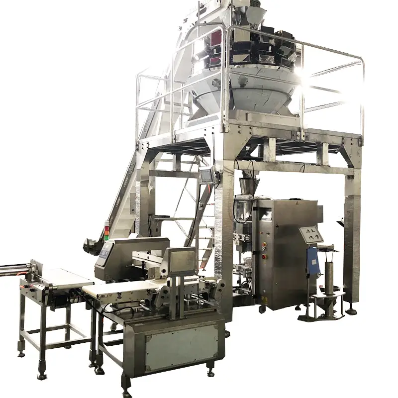 Mesin bungkus kantong leutik cakar palem bebek otomatis dina kantong ageung pikeun granul kemasan primér sareng sekundér 1