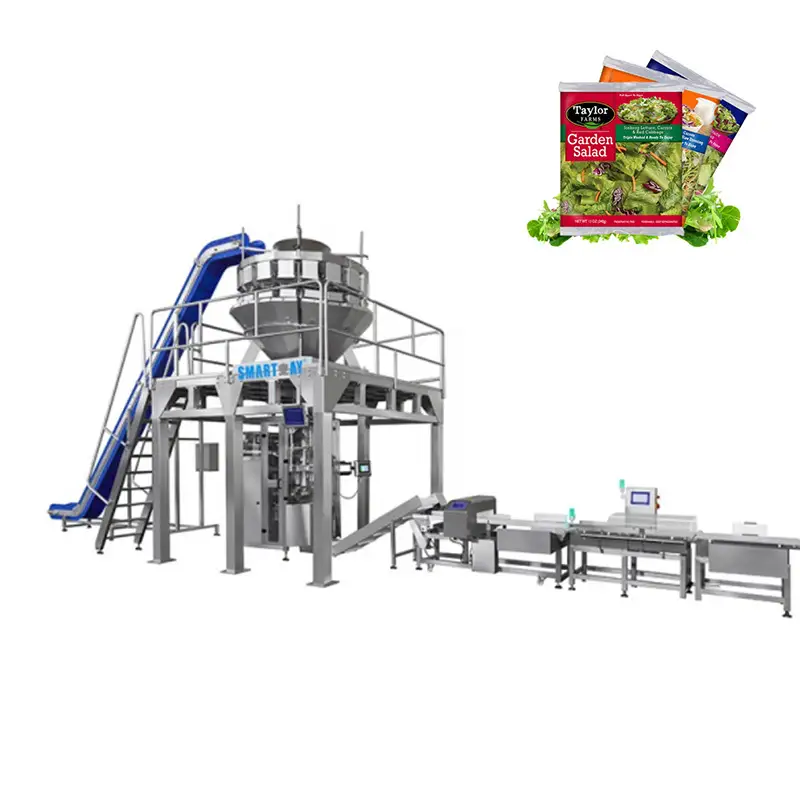 Mesin pangemasan timbangan kecepatan tinggi VFFS mesin pengemas bayem kantong plastik mesin bungkus selada romaine pikeun kol 1