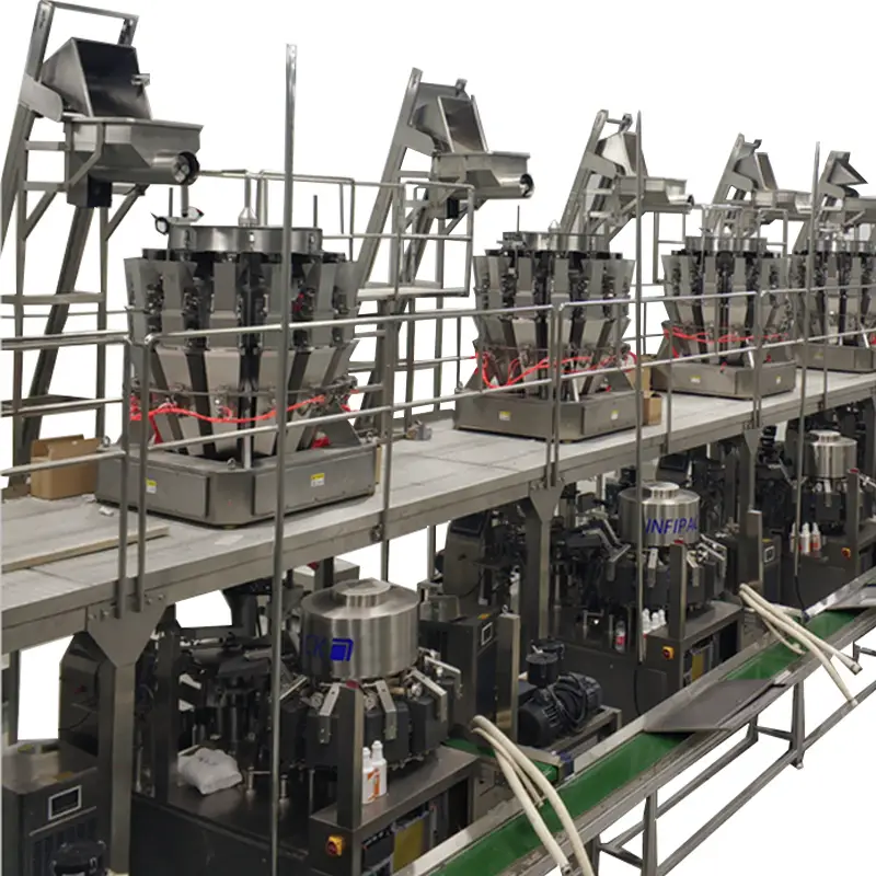 Mesin timbangan multihead 14 sirah anu tos didamel nganggo pangepak sekrup pikeun daging atah beku 1