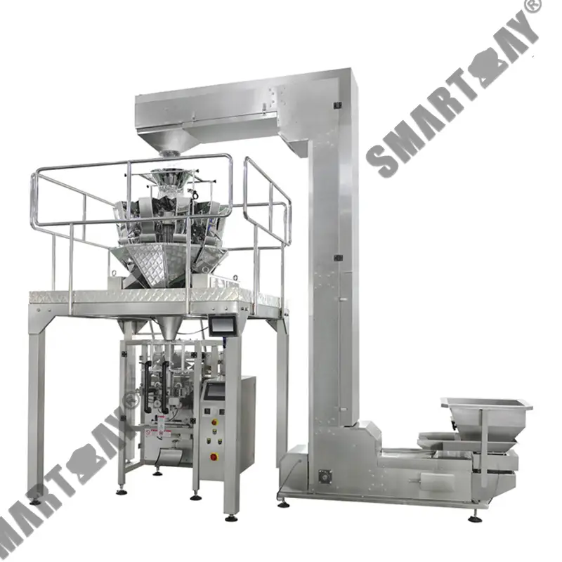 Awtomatikong bertikal nga film nga pagputos sa puffed food cashew nut potato chip crisp snack machine 1