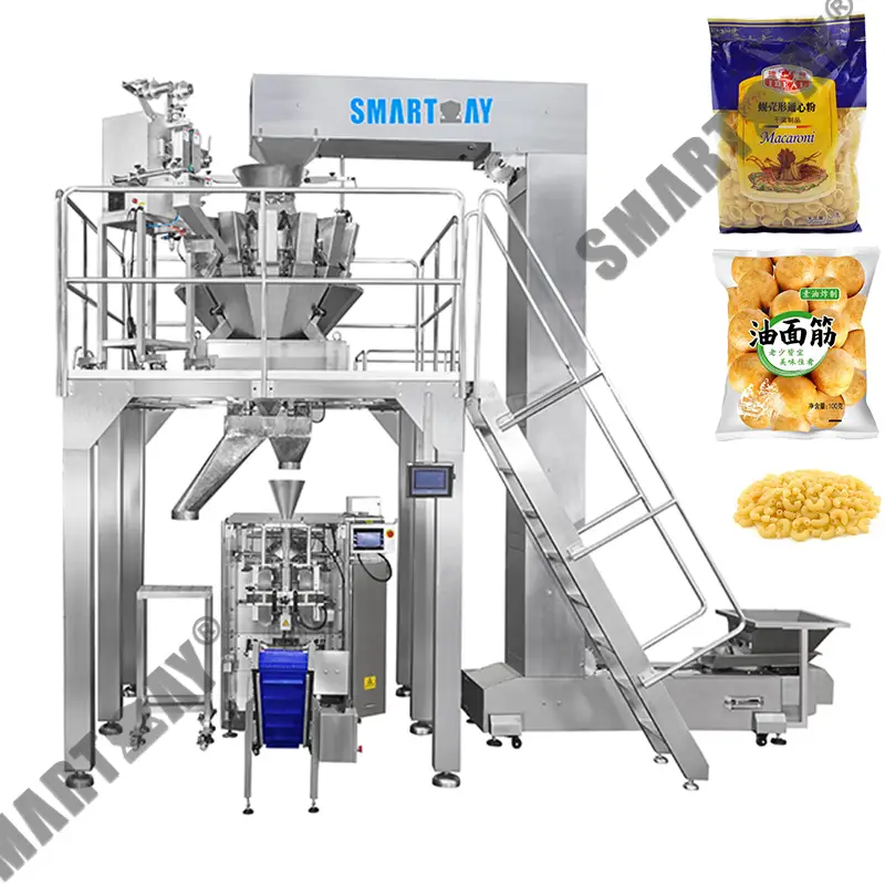 Taas nga katukma sa pagpuno sa sealing gluten vertical packing machine macaroni vffs packaging machine nga adunay multihead weigher 1