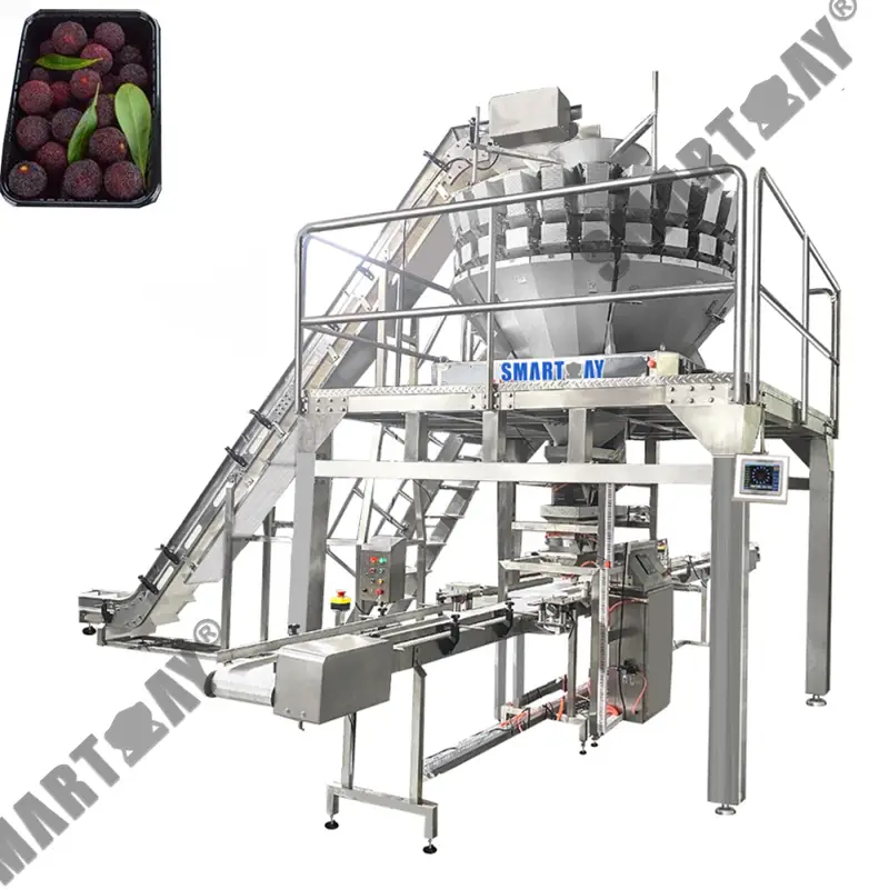Mesin pengemas baki bayberry anu ditimbang kalayan presisi anu luhur, mesin pengemas cranberry pikeun blackcurrant 1
