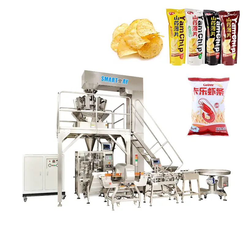 Héichgeschwindegkeet Yam knusprech vertikal Verpackungsmaschinn frittéiert Garnelenstreifen vertikal Form Fëlldichtungsverpackungsmaschinn fir Snacks 1